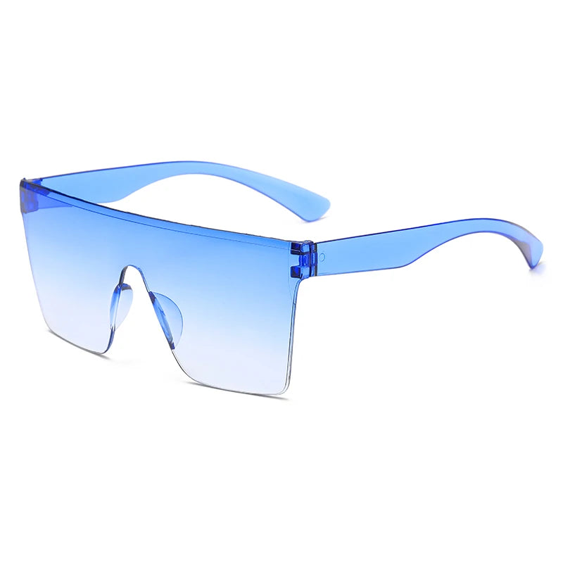 Les lunettes de soirée translucides monture large et carrée bleu