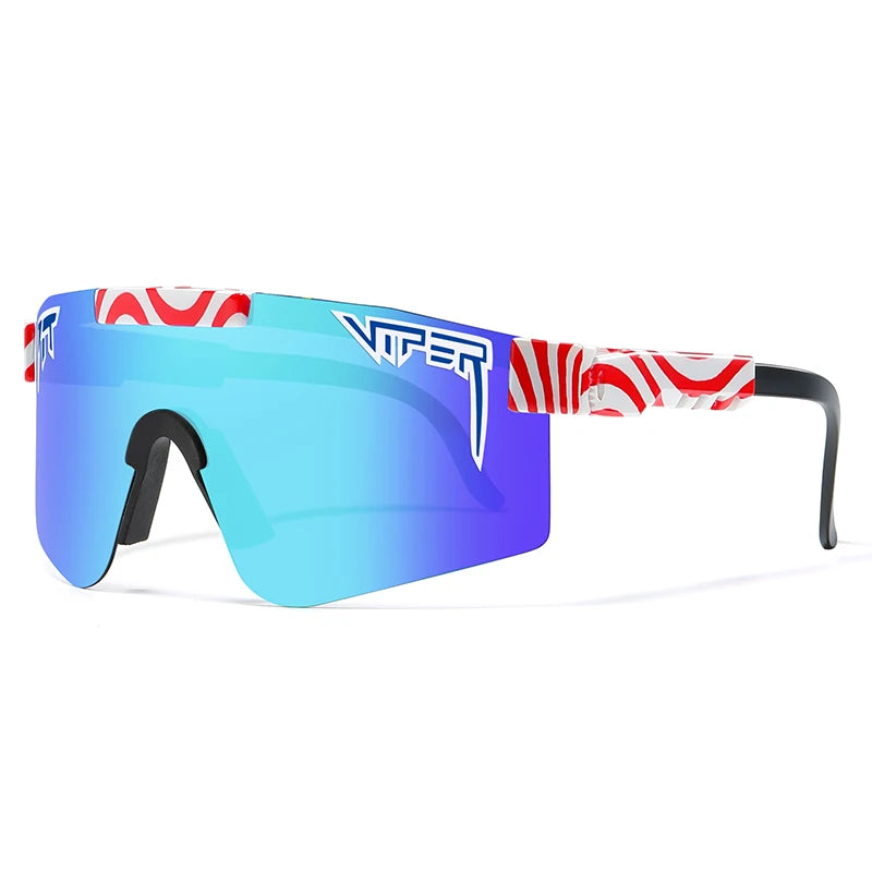 Les lunettes de vitesse extravagantes bleu rouge