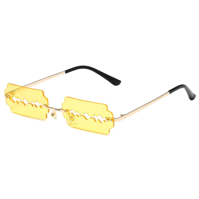 Lunettes de festival en forme de lame de rasoir jaune
