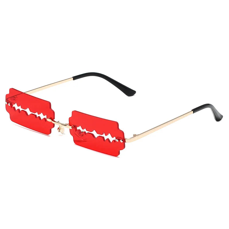 Lunettes de festival en forme de lame de rasoir rouge