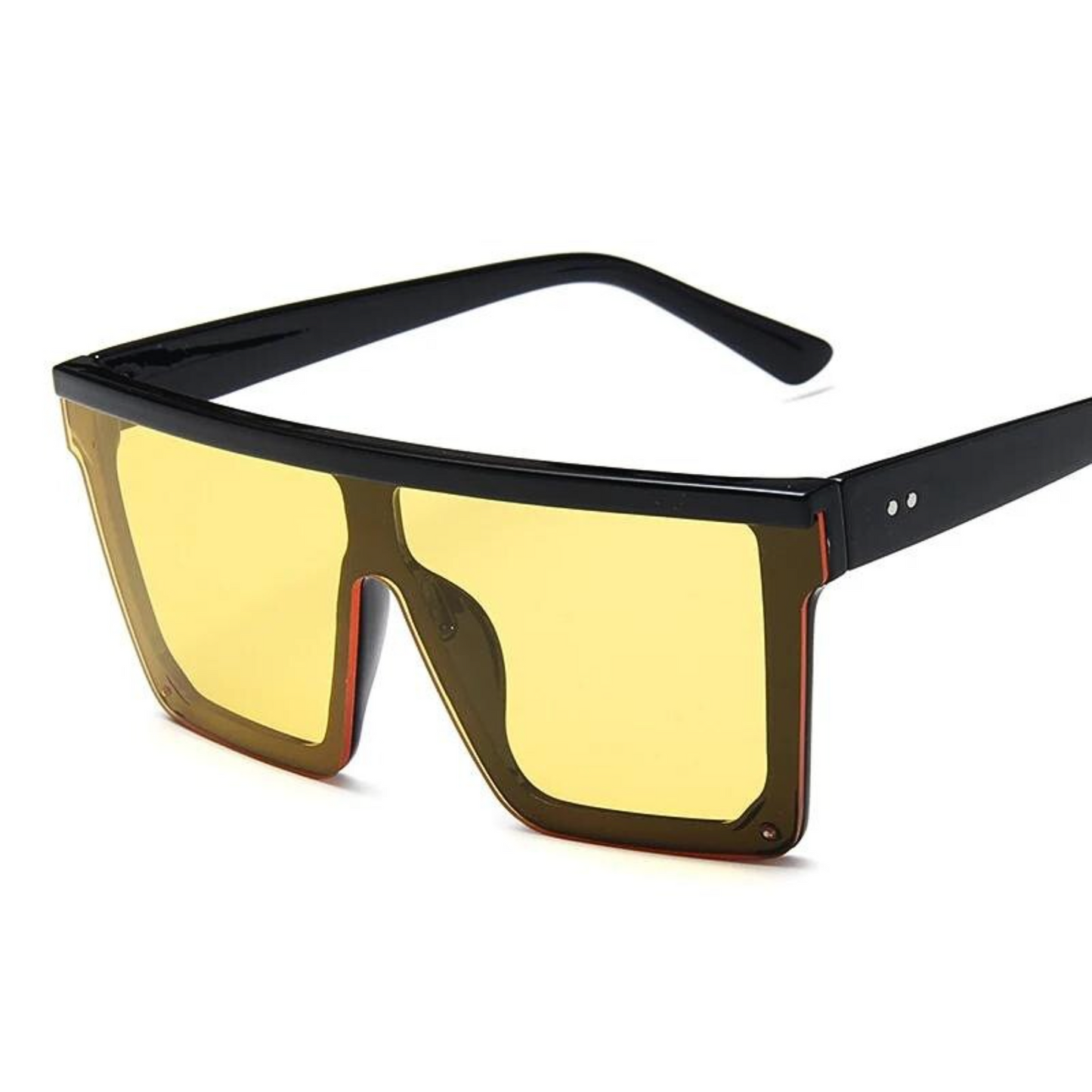 lunettes de soirée à la monture large et carré noir orange