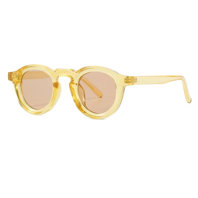 lunettes de soirée forme ronde jaune