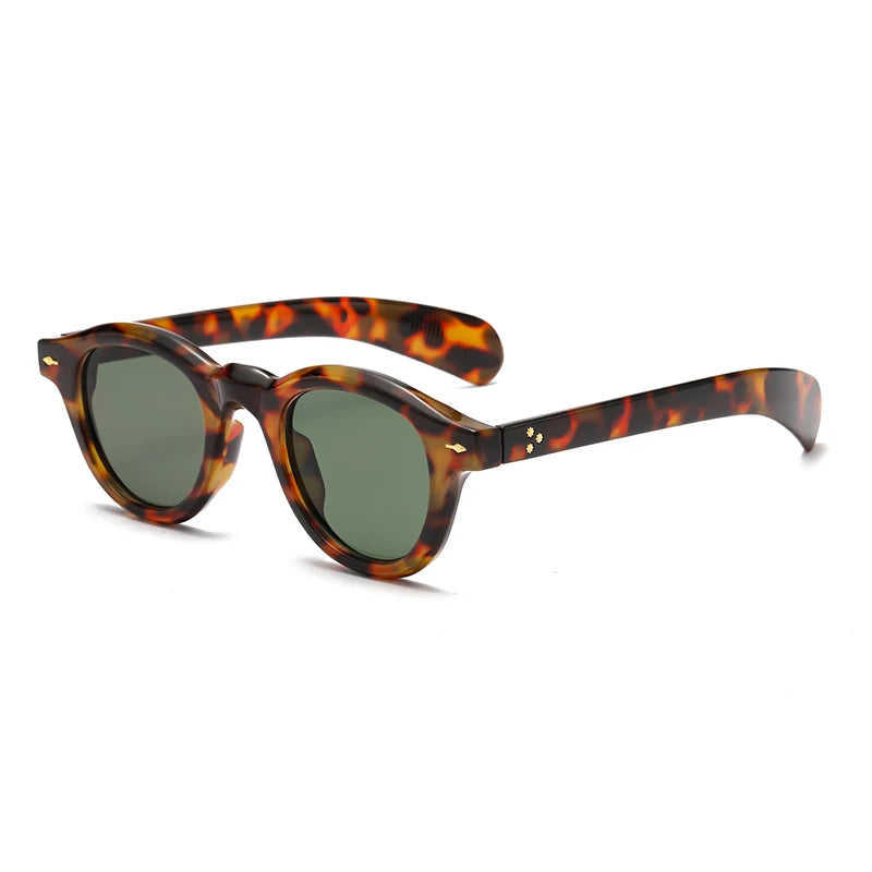 lunettes de soleil de festival rondes léopard