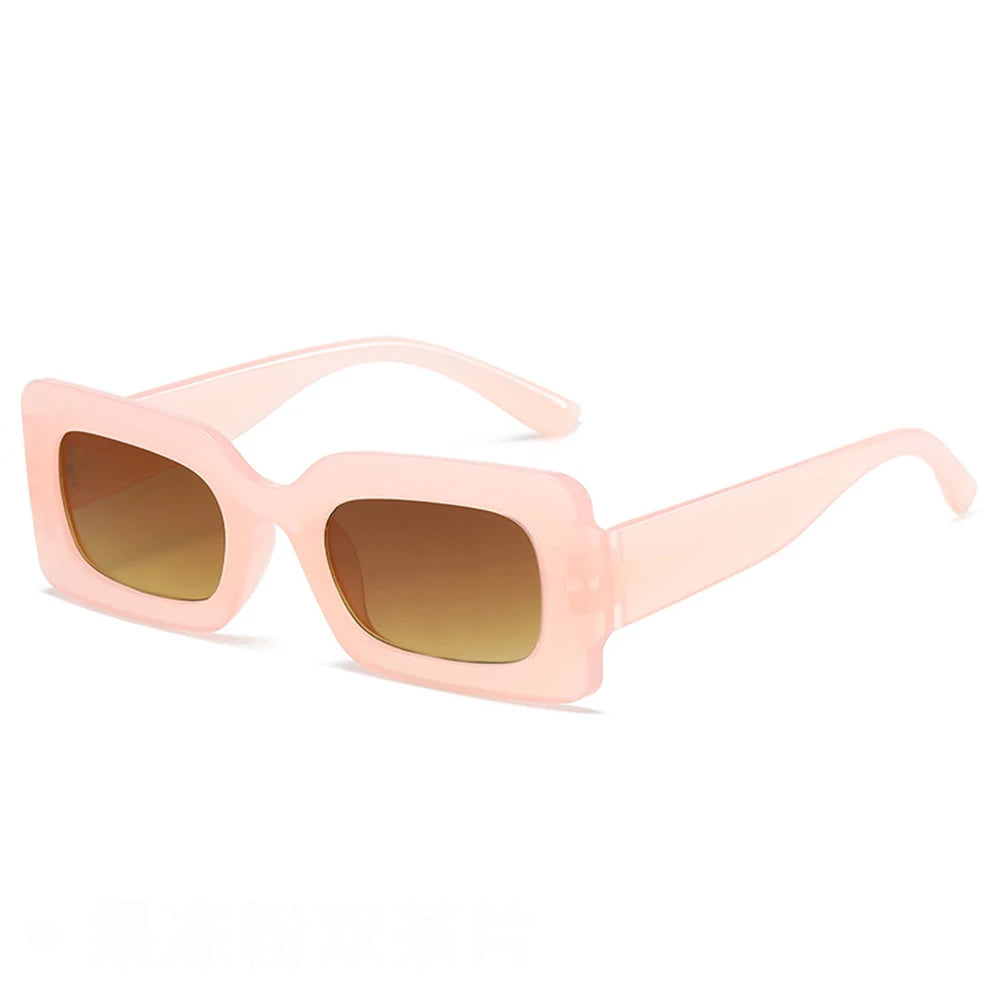 Les lunettes de soirée en forme rectangulaire monture large rose pale