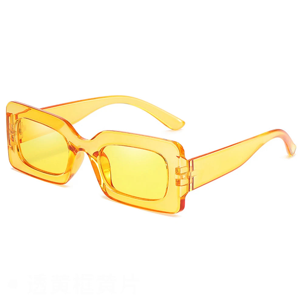 Les lunettes de soirée rectangulaires translucides jaune