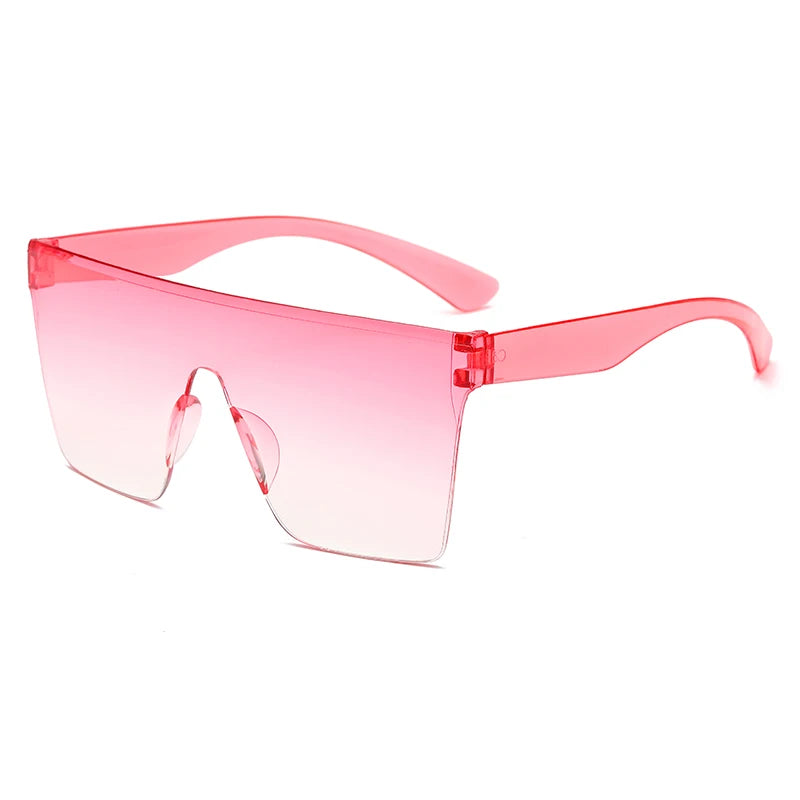 Les lunettes de soirée translucides monture large et carrée rose