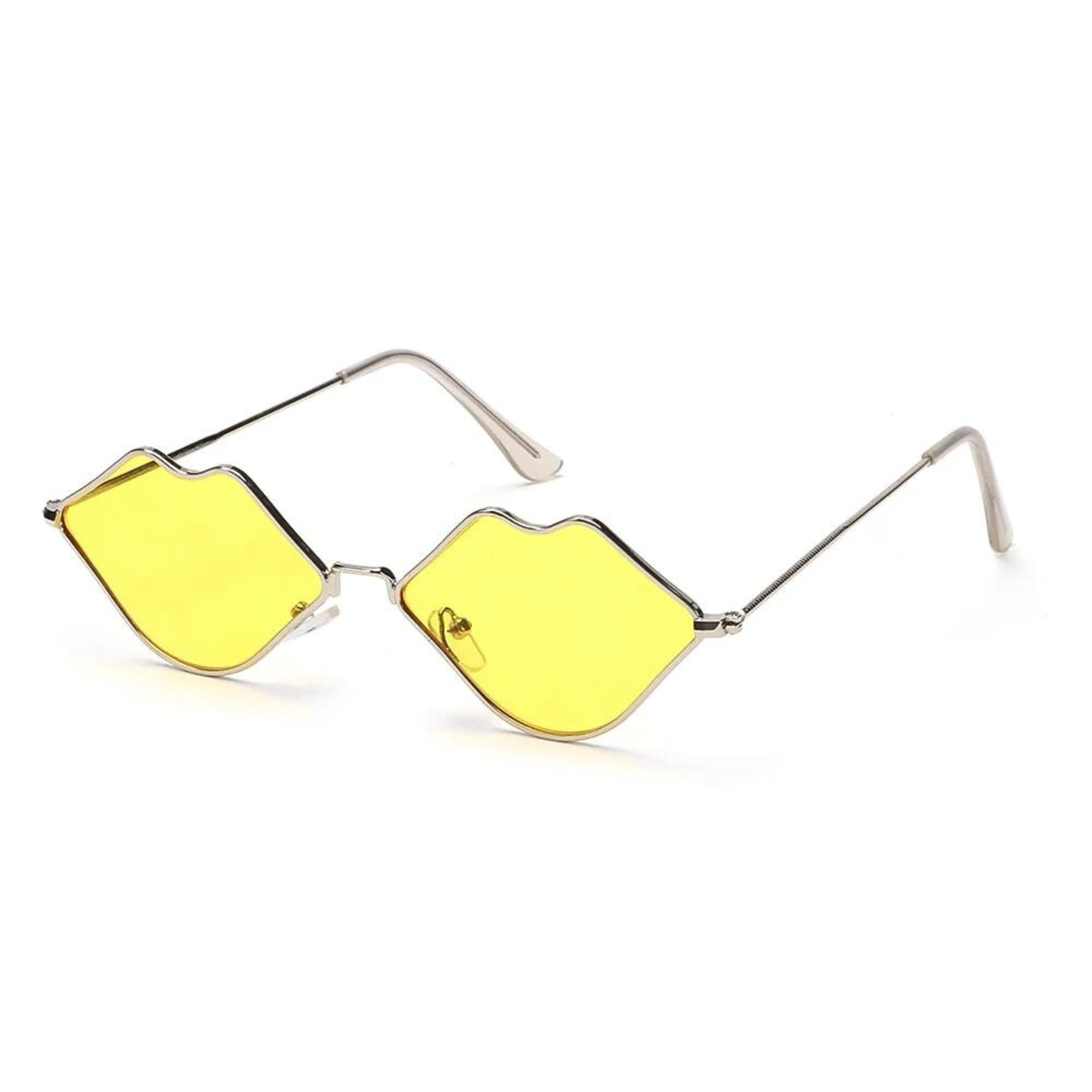 Lunettes de festival en forme de bouche bisou lèvres jaune