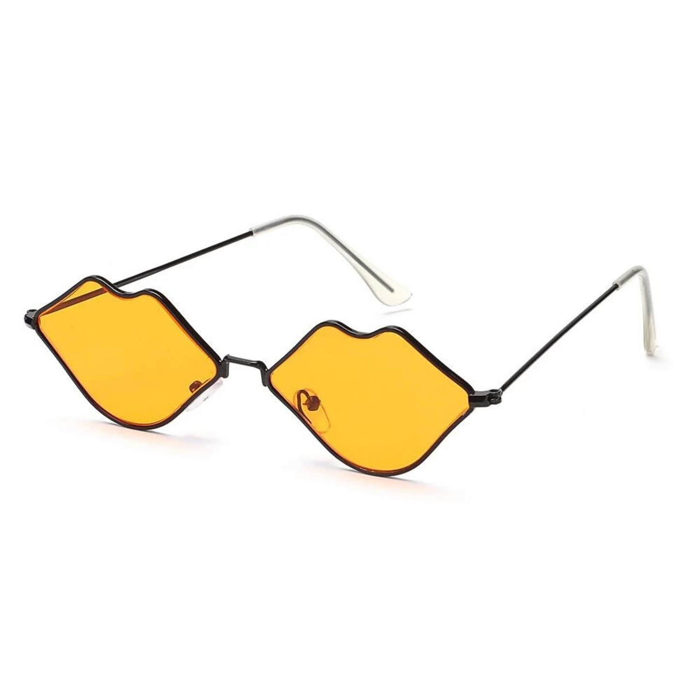Lunettes de festival en forme de bouche bisou orange noir