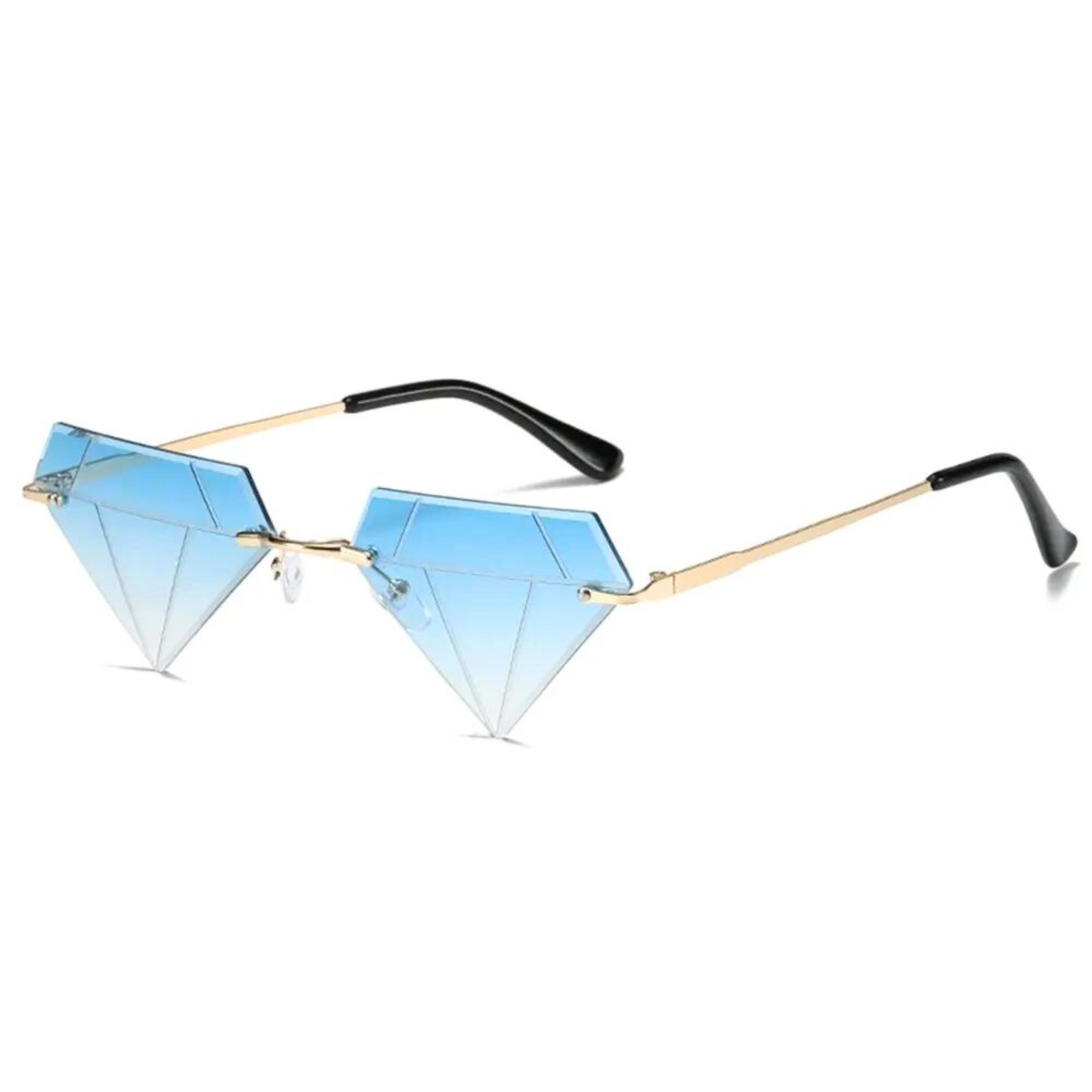 Lunettes de festival en forme de diamant bleu