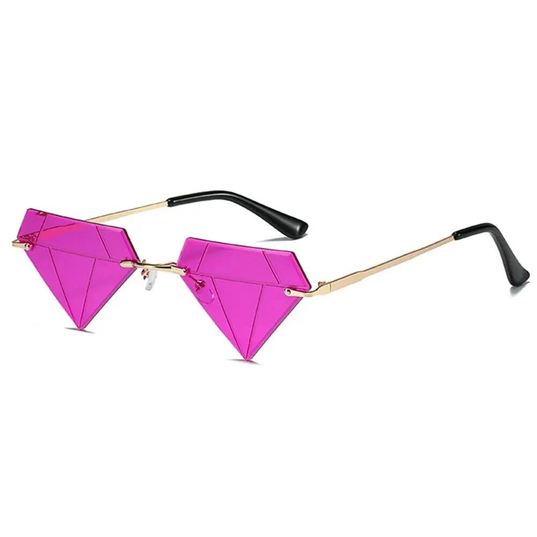 Lunettes de festival en forme de diamant rose
