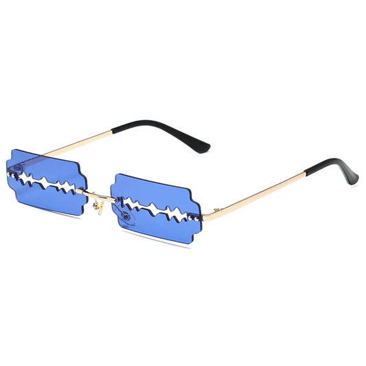 Lunettes de festival en forme de lame de rasoir bleu