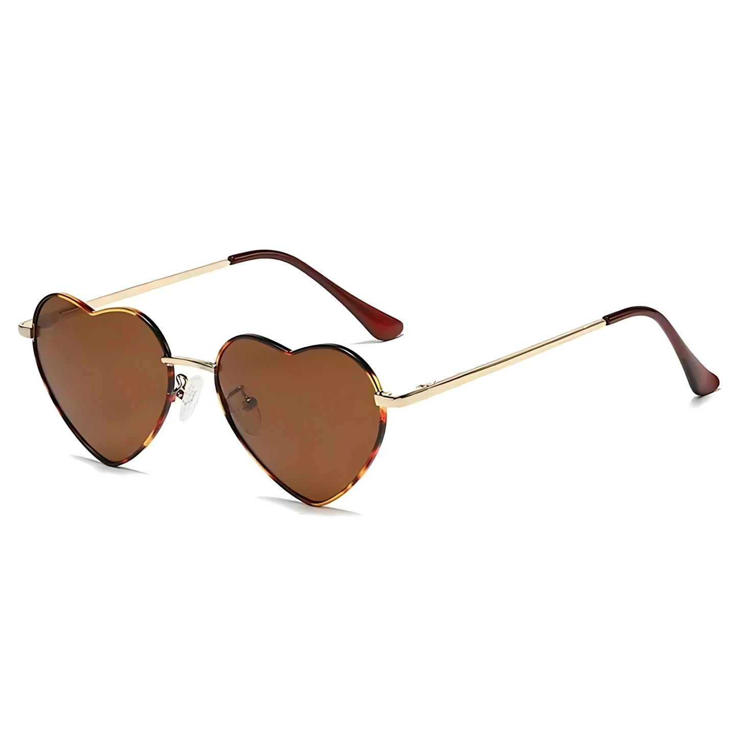 lunettes de festival en forme de cœur marron léopard