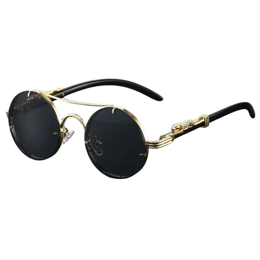 lunettes de festival vintage détail jaguar noir