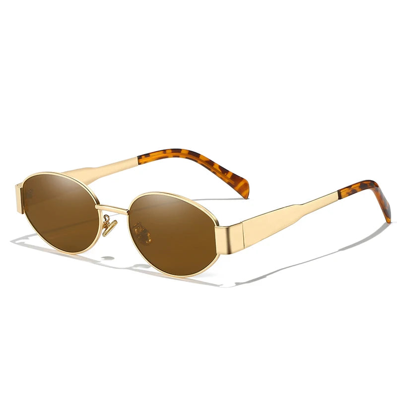 lunettes de soirée forme ovale vintage retro marron or